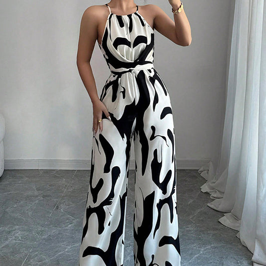 💥Modig färgblockerad halterneck-jumpsuit