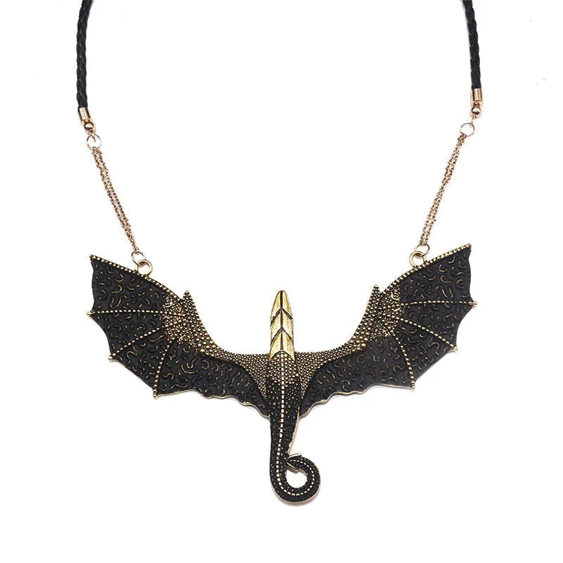 Halsband med Svart Bevingad Flygande Drake
