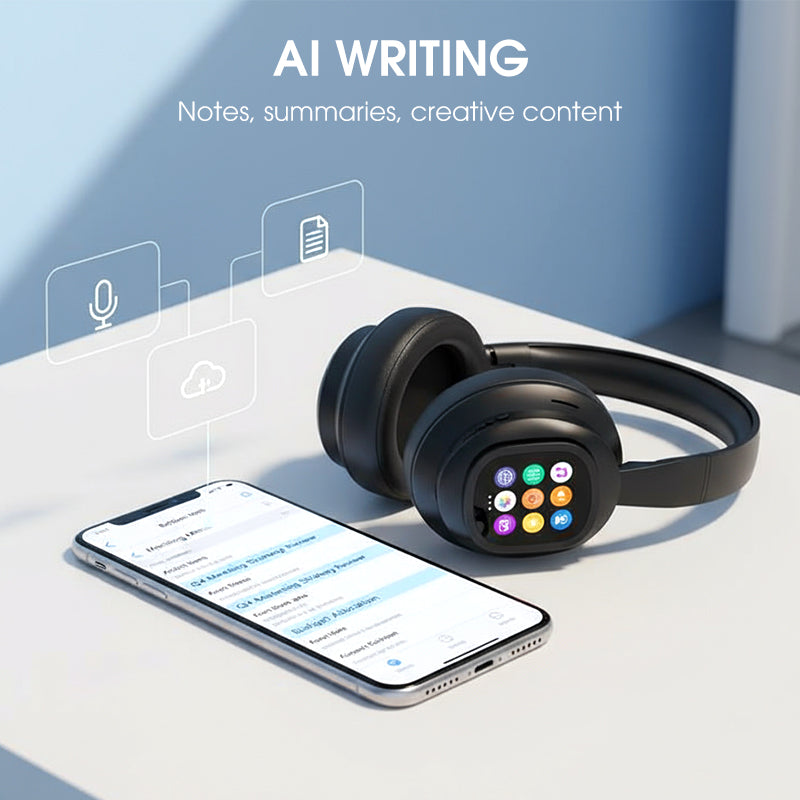 🎧 60% RABATT NU! ✨ AI Bluetooth-hörlurar med LCD-display - Röststyrning & Brusreducering för Musik och Samtal 📱✨