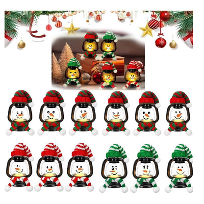 🎅🎄Juldekoration Mini snögubbellykta med mössor och halsdukar