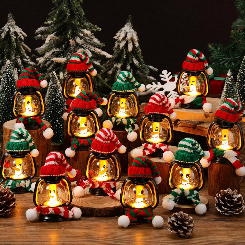 🎅🎄Juldekoration Mini snögubbellykta med mössor och halsdukar