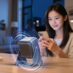 🎶📱 5-i-1 Trådlös Induktionshögtalare med Justerbart Telefonstativ