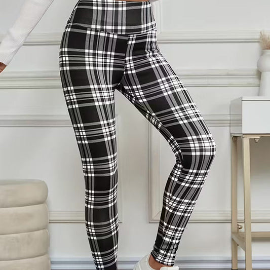 ✈️Kjøp 2 varer og få gratis frakt✈️Fleeceforede rutete leggings til dame – myke, tøyelige og stilige vinterplagg 🧣