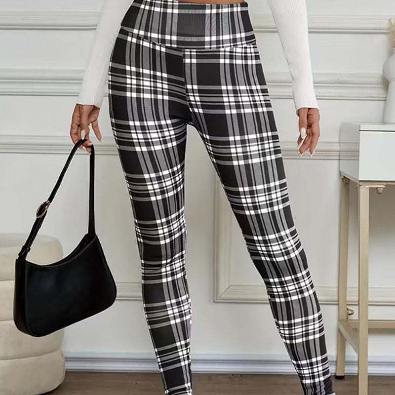 ✈️Kjøp 2 varer og få gratis frakt✈️Fleeceforede rutete leggings til dame – myke, tøyelige og stilige vinterplagg 🧣