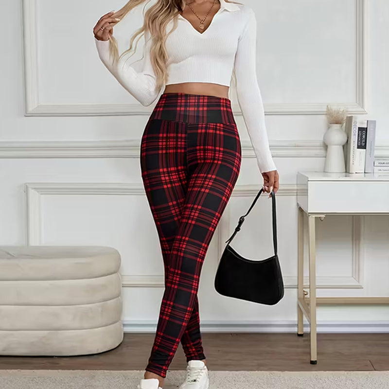 ✈️Kjøp 2 varer og få gratis frakt✈️Fleeceforede rutete leggings til dame – myke, tøyelige og stilige vinterplagg 🧣