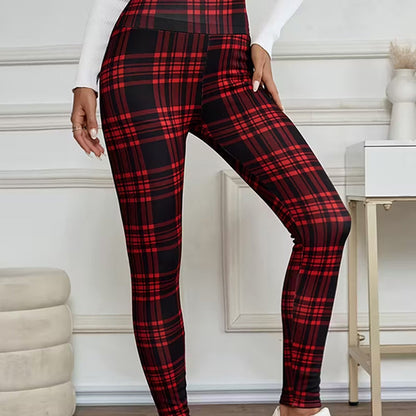 ✈️Kjøp 2 varer og få gratis frakt✈️Fleeceforede rutete leggings til dame – myke, tøyelige og stilige vinterplagg 🧣
