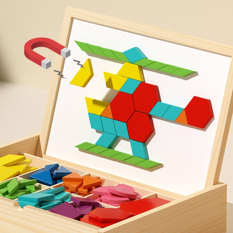 🎁Tidig julrea 50% RABATT🔥Magnetiskt träpussel med mönsterblock🧩