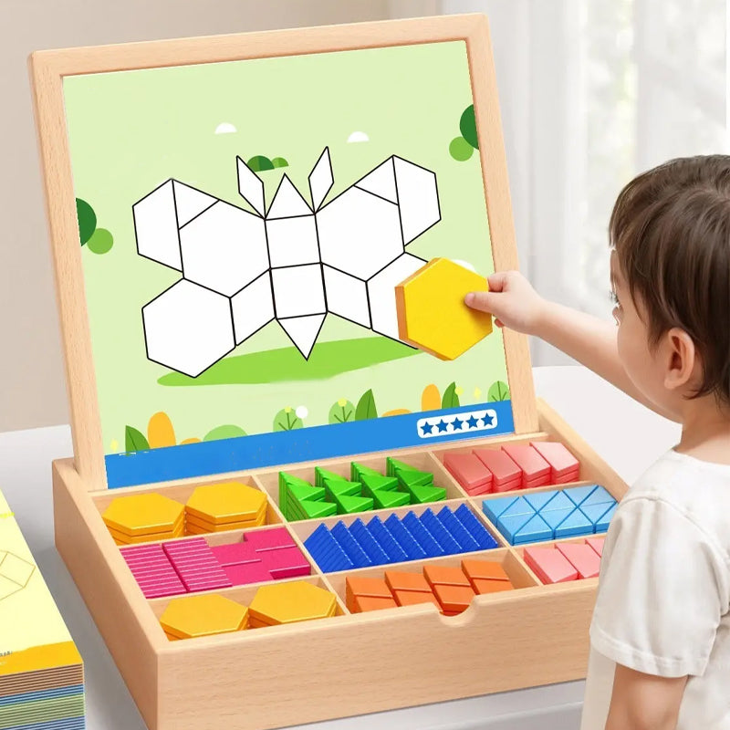 🎁Tidig julrea 50% RABATT🔥Magnetiskt träpussel med mönsterblock🧩