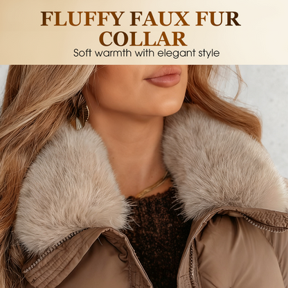 🔥Heta erbjudanden - Snygg kort dunjacka med fluffig krage för kvinnor