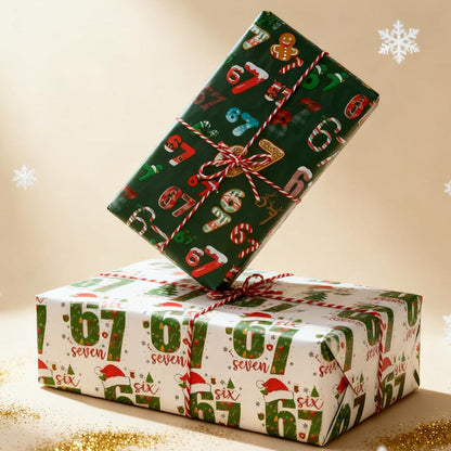 Roligt Julklappspapper med Siffermönster