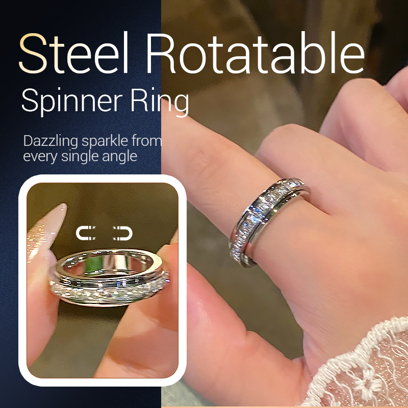 💍 60% RABATT! ✨ ROTERANDE TITANRING - Zirkoniumkristall och antistressdesign, justerbar och lätt, elegant present till honom/henne 🌟🛒