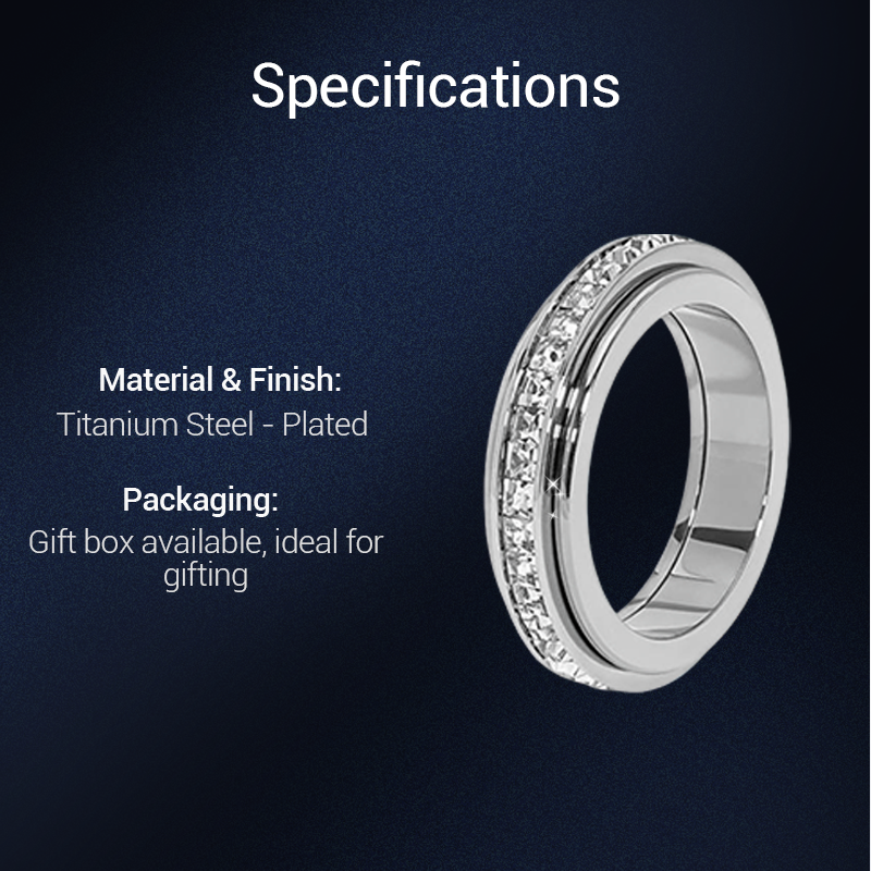 💍 60% RABATT! ✨ ROTERANDE TITANRING - Zirkoniumkristall och antistressdesign, justerbar och lätt, elegant present till honom/henne 🌟🛒