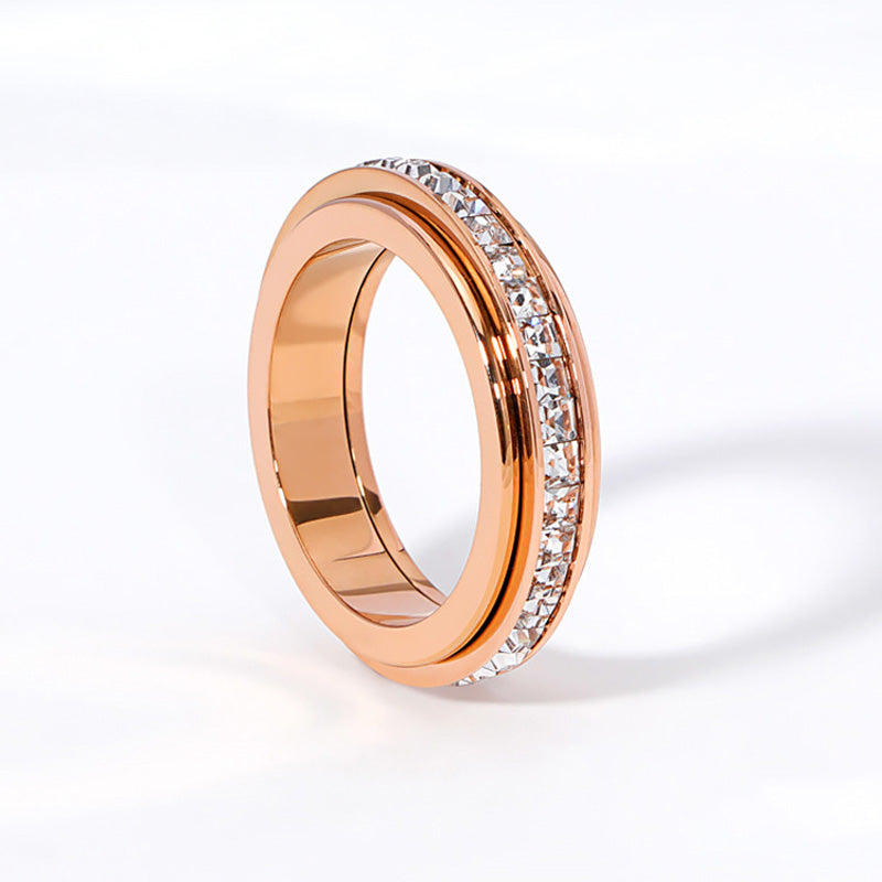💍 60% RABATT! ✨ ROTERANDE TITANRING - Zirkoniumkristall och antistressdesign, justerbar och lätt, elegant present till honom/henne 🌟🛒