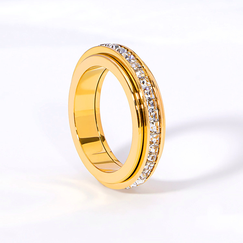 💍 60% RABATT! ✨ ROTERANDE TITANRING - Zirkoniumkristall och antistressdesign, justerbar och lätt, elegant present till honom/henne 🌟🛒
