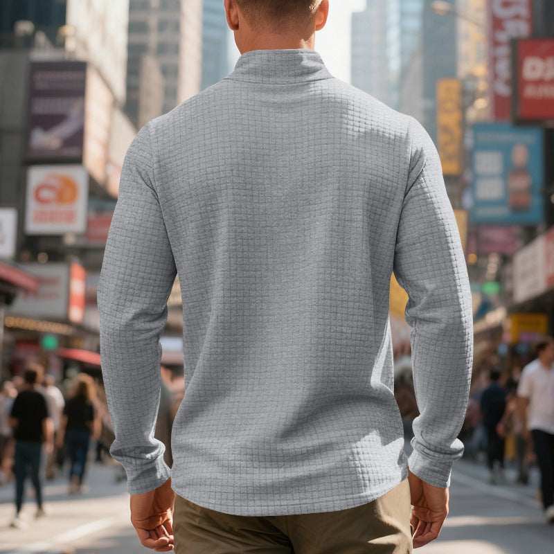 Jacquard-sweatshirt för herr med kvartslång dragkedja