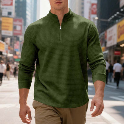 Jacquard-sweatshirt för herr med kvartslång dragkedja