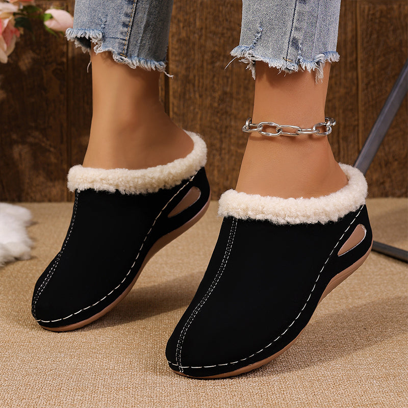 Komfortable slip-on loafers med ullfôr til dame