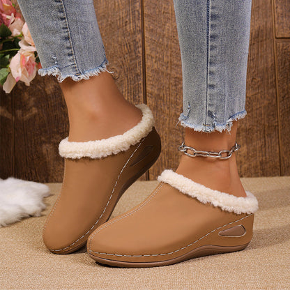Komfortable slip-on loafers med ullfôr til dame
