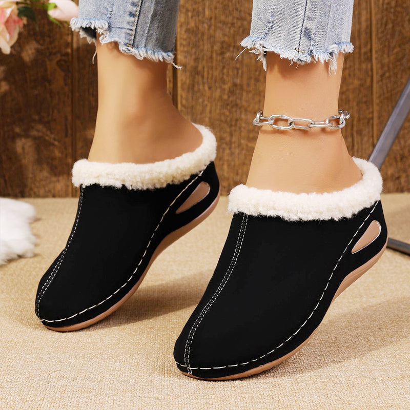 Komfortable slip-on loafers med ullfôr til dame