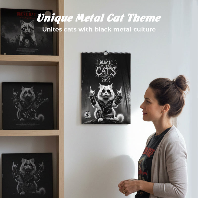 Svart Metallkatt Kalender 2026