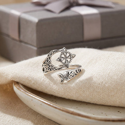 🧡 S925 Sterlingsilver Öppen ring med keltisk knut