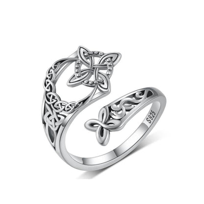 🧡 S925 Sterlingsilver Öppen ring med keltisk knut
