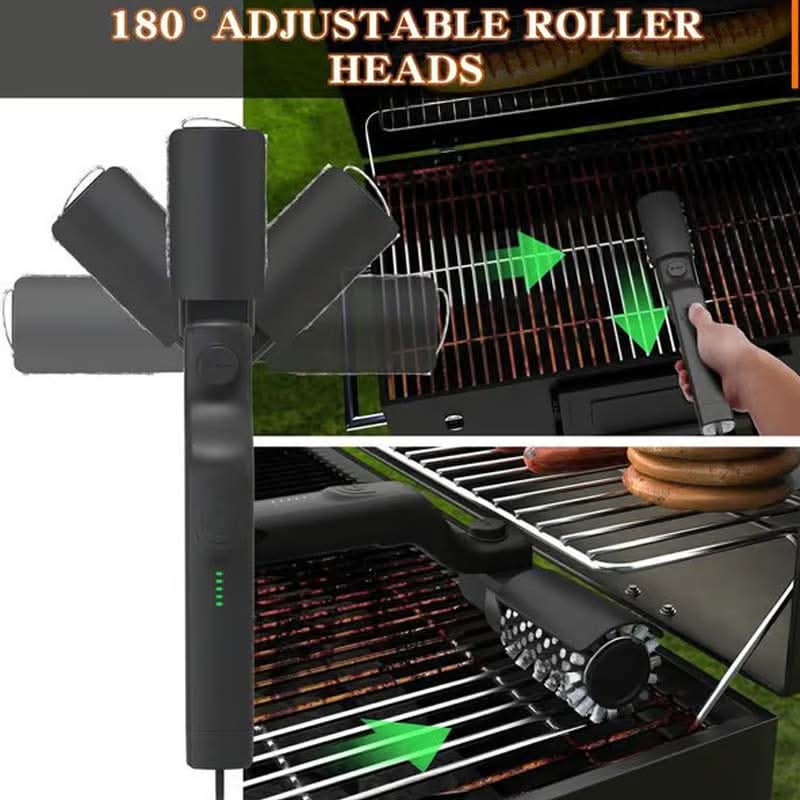 🔥 60 % RABATT NÅ! 🍖 Trådløs elektrisk grillbørste – Dyprens, langt håndtak og oppladbar 🔋