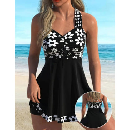 🔥🎁Nyhet 🔥Dam-tankini-baddräkter med blommönster och boyshorts
