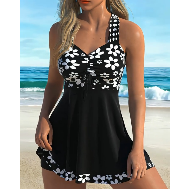 🔥🎁Nyhet 🔥Dam-tankini-baddräkter med blommönster och boyshorts