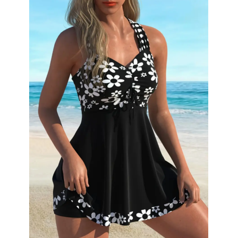 🔥🎁Nyhet 🔥Dam-tankini-baddräkter med blommönster och boyshorts