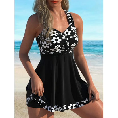 🔥🎁Nyhet 🔥Dam-tankini-baddräkter med blommönster och boyshorts