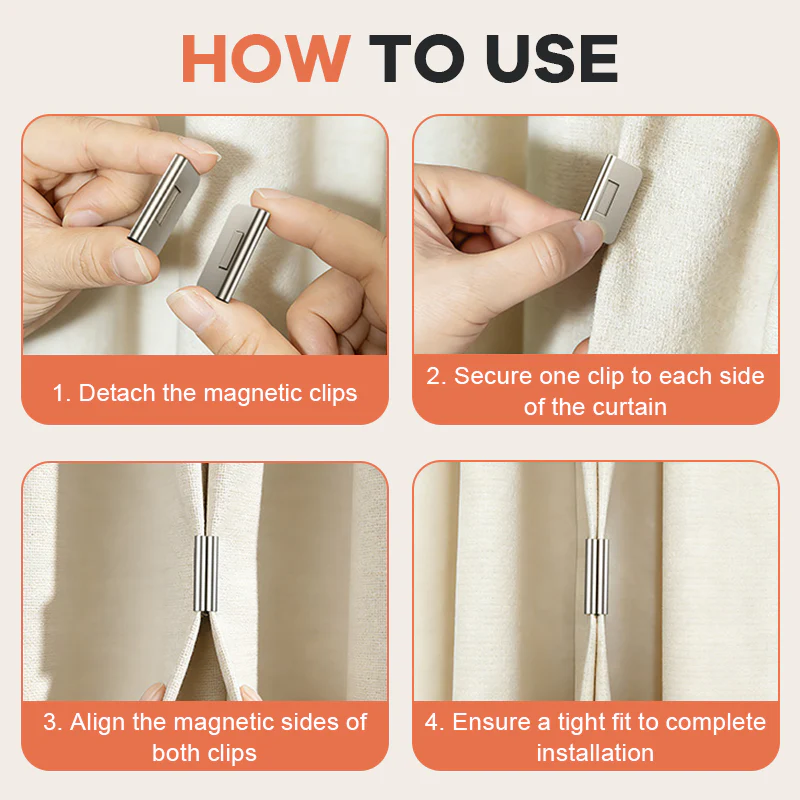Magnetiske gardinspenner for mørklegging