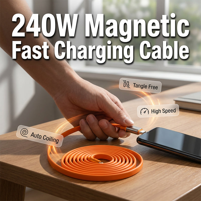 240 W magnetisk självupprullande Type-C-kabel