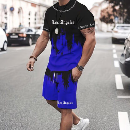 Herre t-skjorte og shorts med grafikk – Mykt stoff, dristig design og perfekt for sommerdager