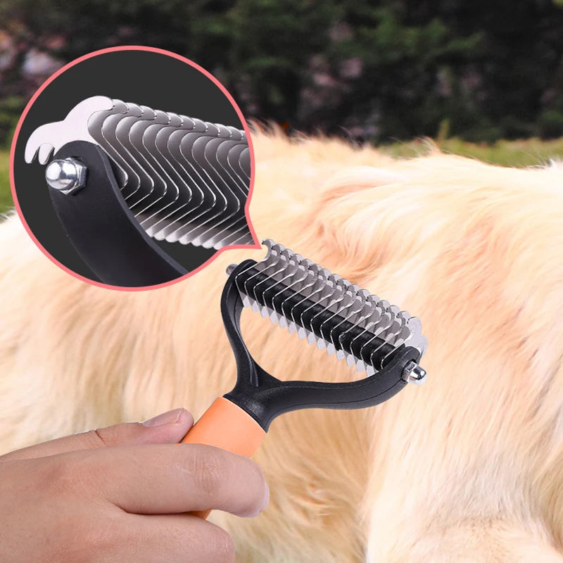 Dubbelsidig avfallningsborste för husdjur – 2 sidor, ergonomiskt handtag & skonsam mot huden 🐕🐈