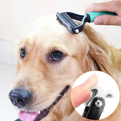 Dubbelsidig avfallningsborste för husdjur – 2 sidor, ergonomiskt handtag & skonsam mot huden 🐕🐈