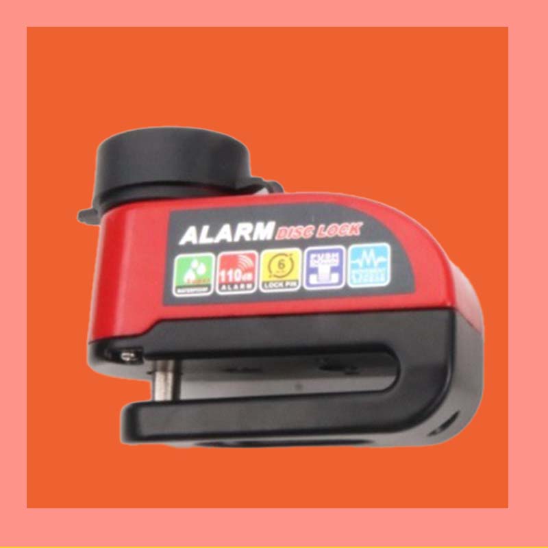 ⏰Alarmskivelås for motorsykler – 110 dB høy alarm, låsing med én knapp, høyfast aluminiumslegering, bevegelsessensor, værbestandig – Svart, rød, blå, gul