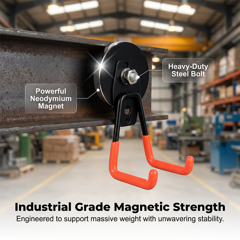 🥳2026 VARMT SALG🥳💞50 000+ SOLGT!🧲💎 50 % RABATT! Kraftig magnetisk dobbelklo-krok – Industriell neodymmagnet, sklisikkert gummibelegg. Ingen boring, tåler opptil 26 kg! 🛡️✨