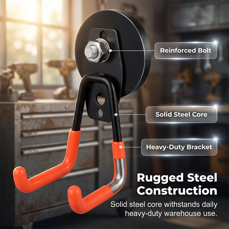 🥳2026 VARMT SALG🥳💞50 000+ SOLGT!🧲💎 50 % RABATT! Kraftig magnetisk dobbelklo-krok – Industriell neodymmagnet, sklisikkert gummibelegg. Ingen boring, tåler opptil 26 kg! 🛡️✨