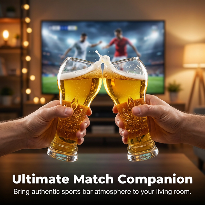 【Ultimate smak】 Gaveølglass | 500 ml | Stort ølkrus formet som fotball-VM