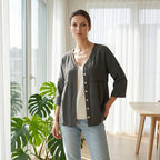 👕🌸 V-hals blondebluse med knapper