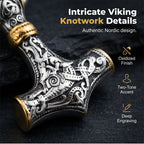 ✨ Halskjede med anheng formet som vikinghammeren Thor, rustfritt stål, bysantinsk kjede