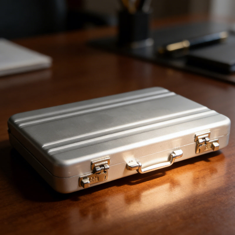 Mini anti-theft document case/business card holder in aluminum alloy